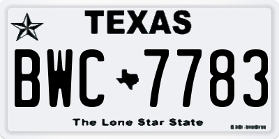 TX license plate BWC7783