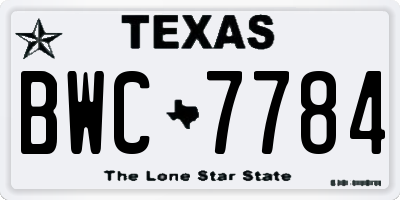 TX license plate BWC7784