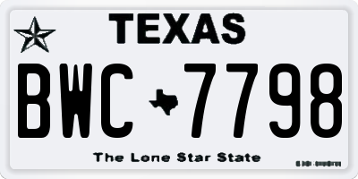 TX license plate BWC7798