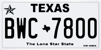 TX license plate BWC7800