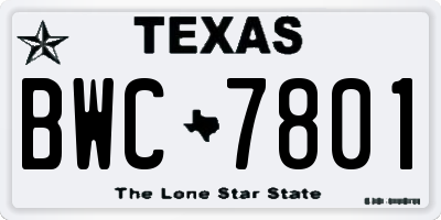 TX license plate BWC7801