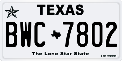 TX license plate BWC7802