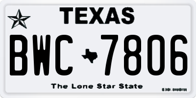 TX license plate BWC7806