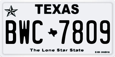 TX license plate BWC7809