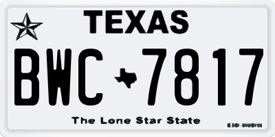 TX license plate BWC7817
