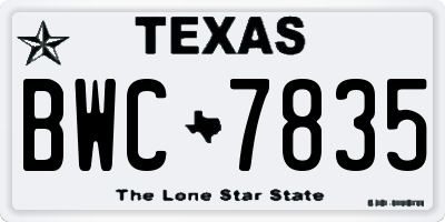 TX license plate BWC7835
