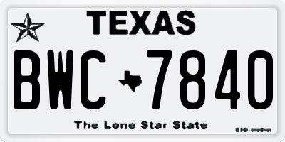 TX license plate BWC7840