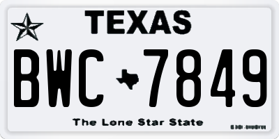 TX license plate BWC7849