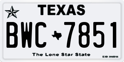 TX license plate BWC7851