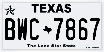 TX license plate BWC7867