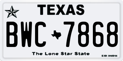 TX license plate BWC7868