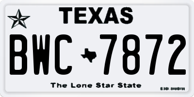 TX license plate BWC7872