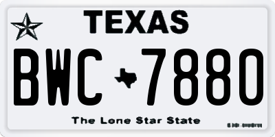 TX license plate BWC7880