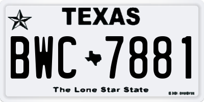 TX license plate BWC7881