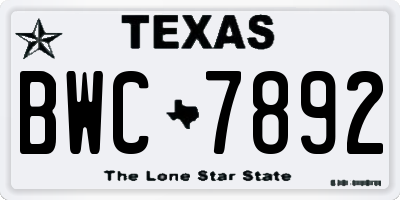 TX license plate BWC7892