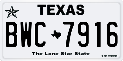 TX license plate BWC7916