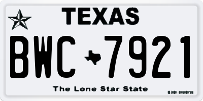 TX license plate BWC7921
