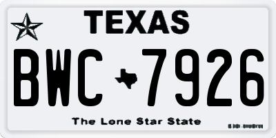 TX license plate BWC7926