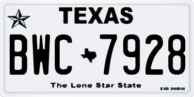 TX license plate BWC7928