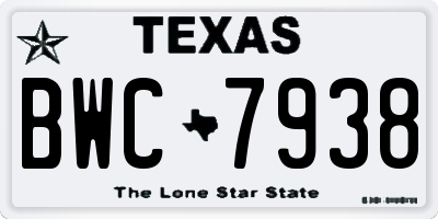 TX license plate BWC7938