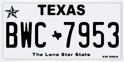TX license plate BWC7953