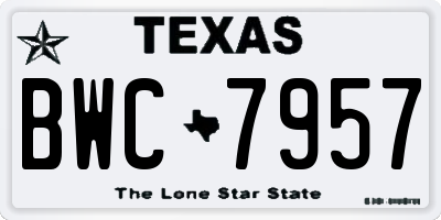 TX license plate BWC7957