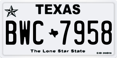 TX license plate BWC7958