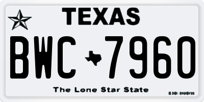 TX license plate BWC7960