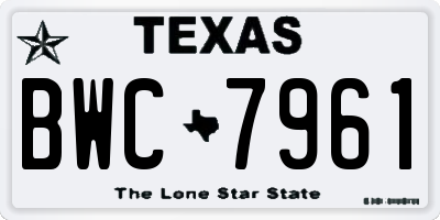 TX license plate BWC7961