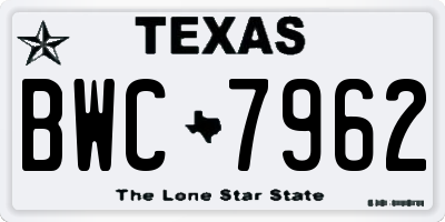 TX license plate BWC7962