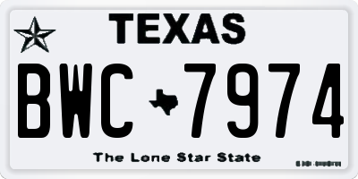 TX license plate BWC7974