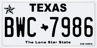TX license plate BWC7986