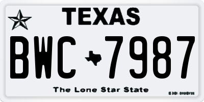 TX license plate BWC7987