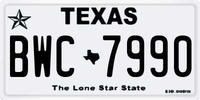 TX license plate BWC7990