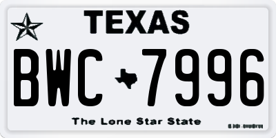 TX license plate BWC7996