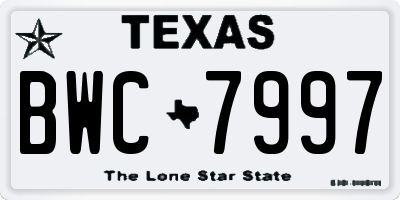 TX license plate BWC7997