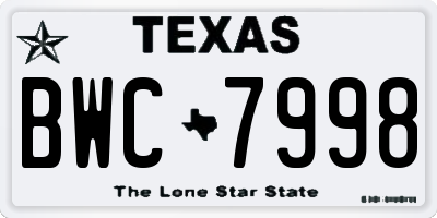 TX license plate BWC7998