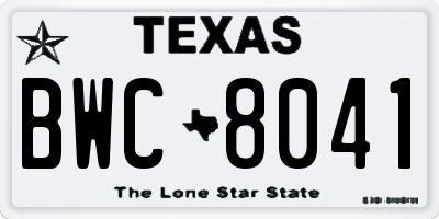 TX license plate BWC8041