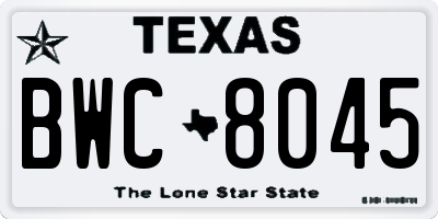 TX license plate BWC8045
