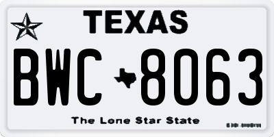 TX license plate BWC8063