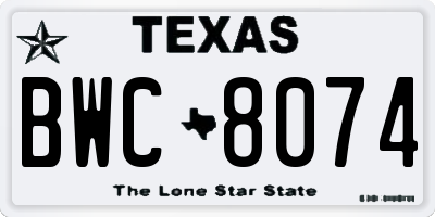 TX license plate BWC8074