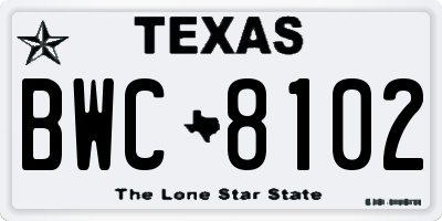 TX license plate BWC8102