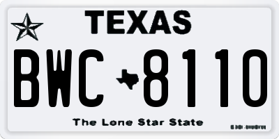 TX license plate BWC8110