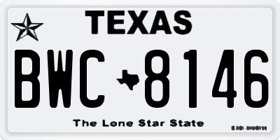 TX license plate BWC8146