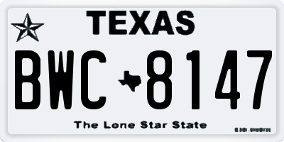 TX license plate BWC8147
