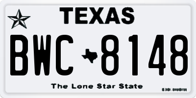 TX license plate BWC8148