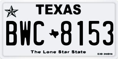 TX license plate BWC8153