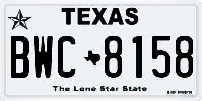 TX license plate BWC8158