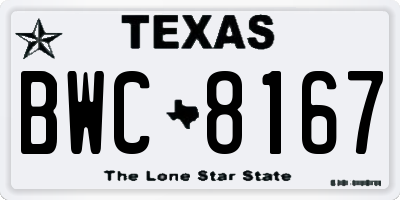 TX license plate BWC8167