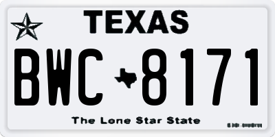 TX license plate BWC8171